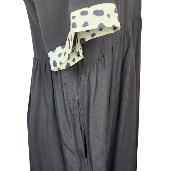 Lucky & Blessed NWT Black Cream V-Neck Cowprint Dress Women's Size Small - Picture 6 of 9